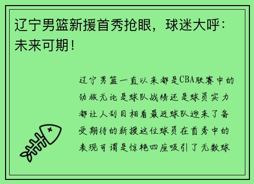 辽宁男篮新援首秀抢眼，球迷大呼：未来可期！
