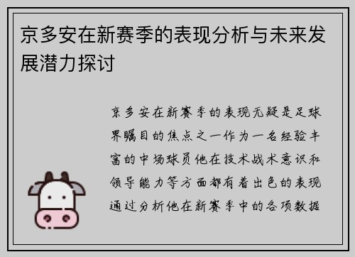 京多安在新赛季的表现分析与未来发展潜力探讨